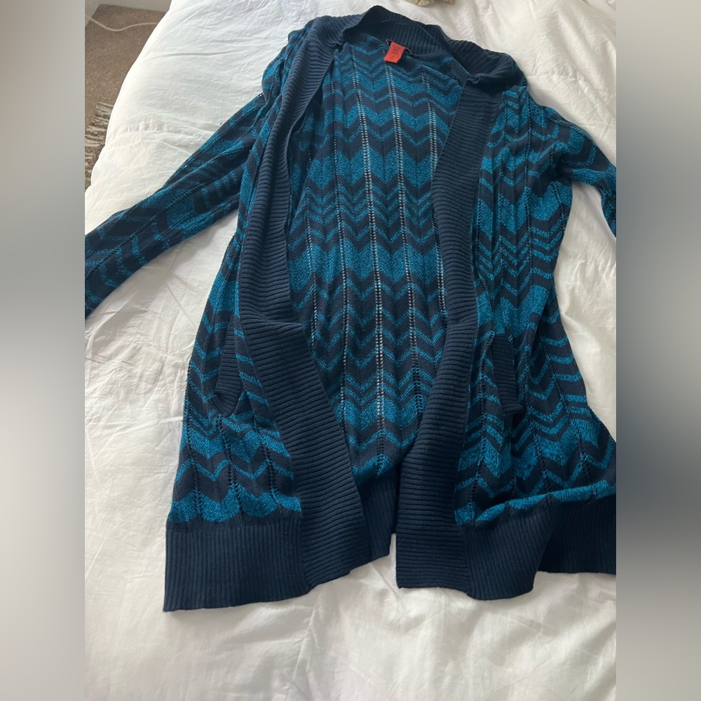 Missoni Chevron Patterned Blue and Black Women's Sweater XL